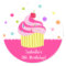 Rainbow Cupcake Birthday Favor Stickers Labels