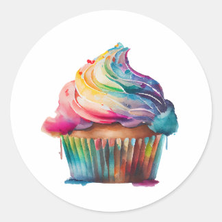 Rainbow Cupcake Classic Round Sticker
