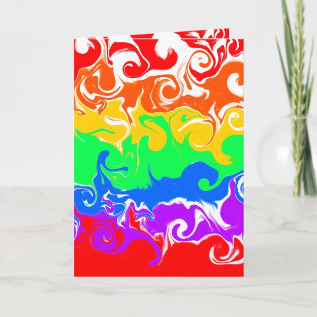 Rainbow Cupcake Fluid Art Birthday    Card (Front)