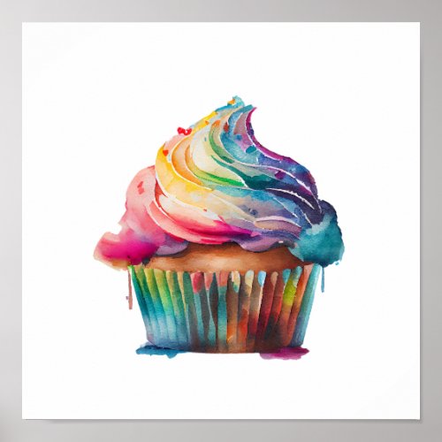 Rainbow Cupcake Poster