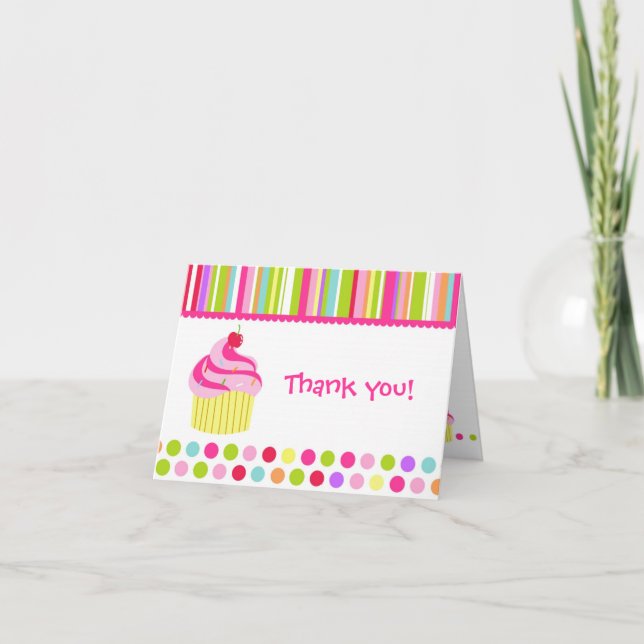 Rainbow Cupcake Thank You Note cards (Front)