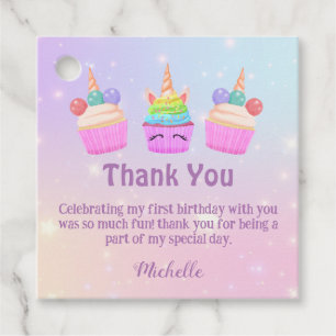 rainbow cupcakes thank you girl 1st birthday chic favor tags