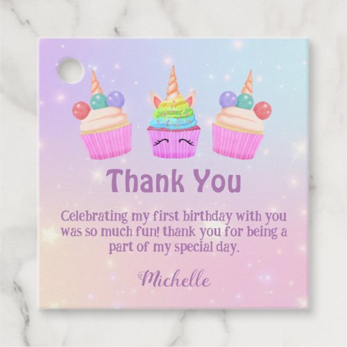 rainbow cupcakes thank you girl 1st birthday chic favor tags