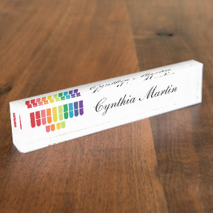 Rainbow custom court reporter nameplate