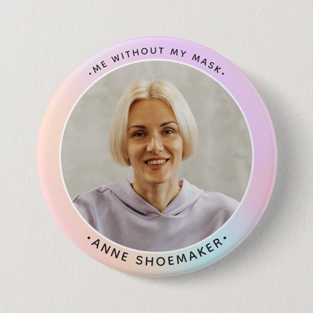 Rainbow Custom Employee Photo ID Template Button (Front)