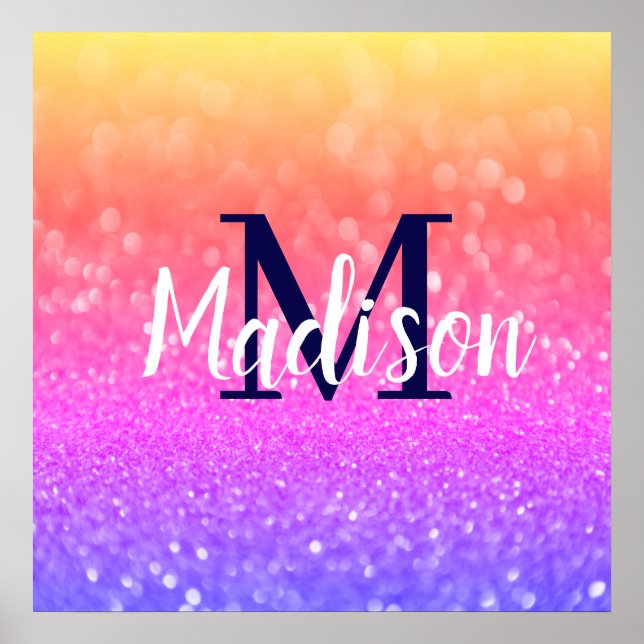 Rainbow Custom Glitter Name Personalized Poster (Front)