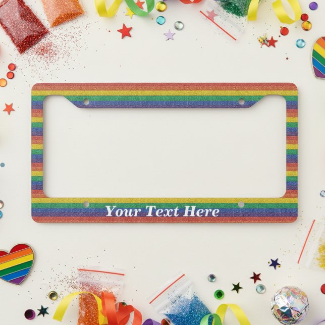 Rainbow Custom Personalized glitter License Plate Frame (Creator Uploaded)