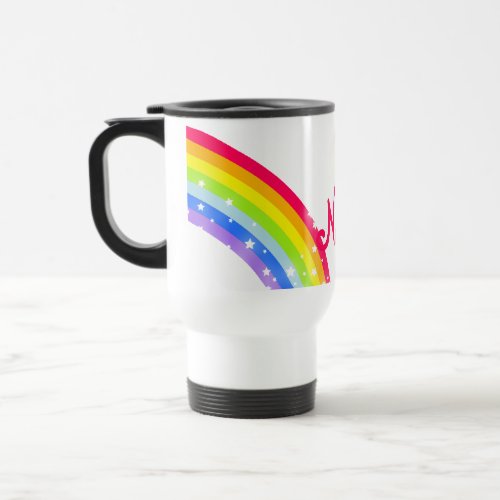 Rainbow custom short name travel  kids club mug