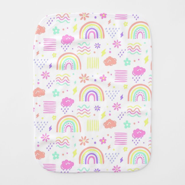 Rainbow cute baby burp cloth (Front)