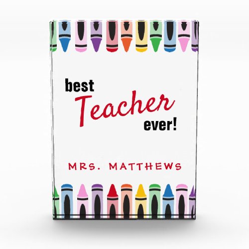 Rainbow Cute Color Crayons Teacher Award Gift