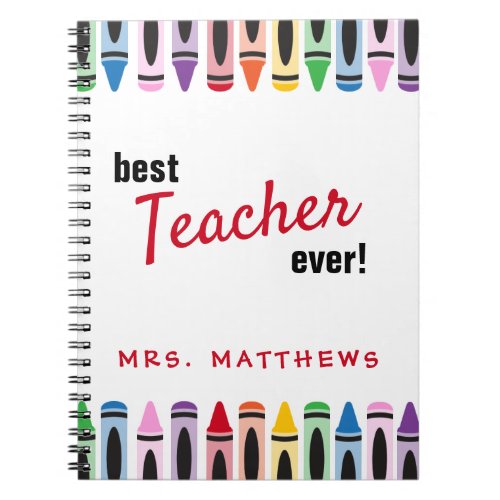 Rainbow Cute Color Crayons Teacher Gift Notebook