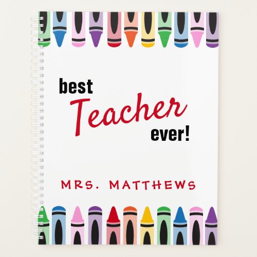 Rainbow Cute Color Crayons Teacher Gift Planner