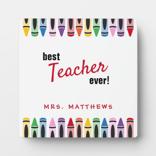Rainbow Cute Color Crayons Teacher Gift Plaque