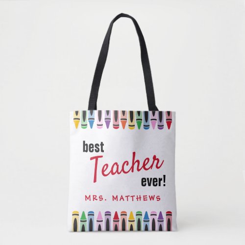 Rainbow Cute Color Crayons Teacher Gift Tote Bag