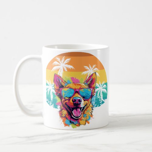 Rainbow Cute Dog Wearing Glasses Heart Puppy Coffee Mug