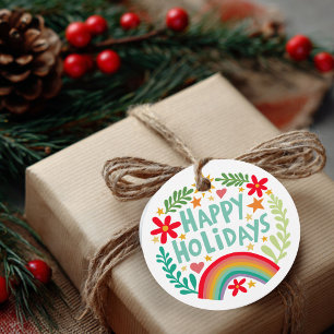 Rainbow Cute Hand-drawn Colorful Christmas Holiday Favor Tags