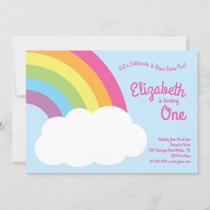 Rainbow Cute Kids 1st Birthday Party Invitation