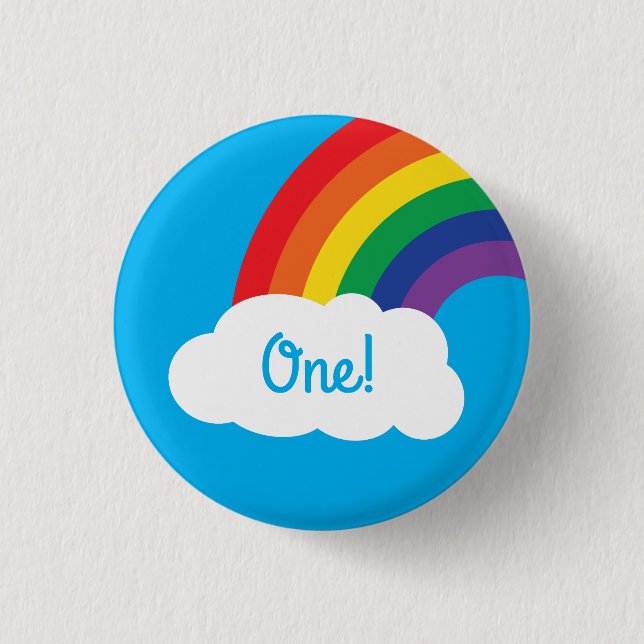 Rainbow Cute Kid's Birthday Party Button (Front)