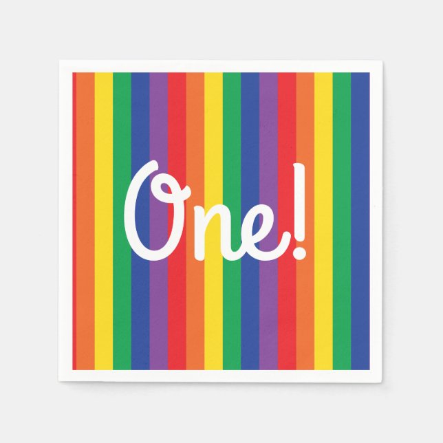 Rainbow Cute Kid's Birthday Party Napkins (Front)