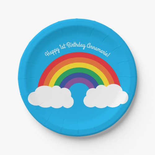Rainbow Cute Kids Birthday Party Paper Plates