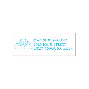 Rainbow Cute Kids Return Address Stamp