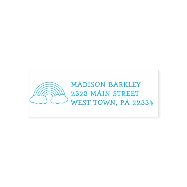 Rainbow Cute Kids Return Address Stamp (Design)