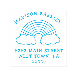 Rainbow Cute Kids Return Address Stamp