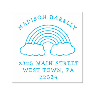 Rainbow Cute Kids Return Address Stamp