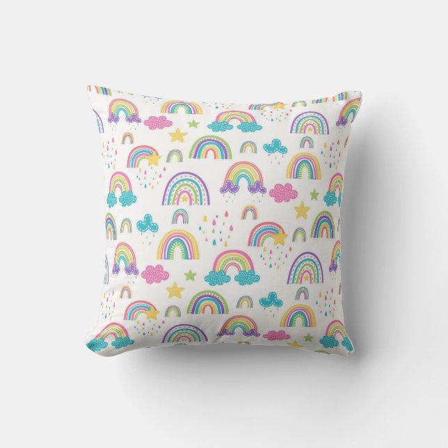 Rainbow cute throw pillow (Front)