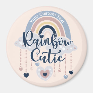 Rainbow Cutie and Hearts Girl or Boy Custom Text B Magnet