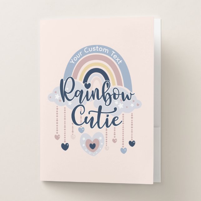 Rainbow Cutie & Hearts Back to School Personalized Pocket Folder (Front)