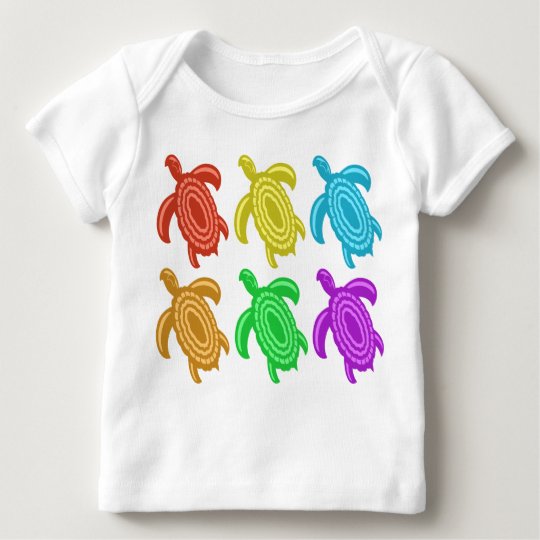 Rainbow Cutout Turtles 2-Sided Infant Longsleeve Baby T-Shirt