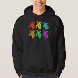 Rainbow Cutout Turtles Dark Hoodies
