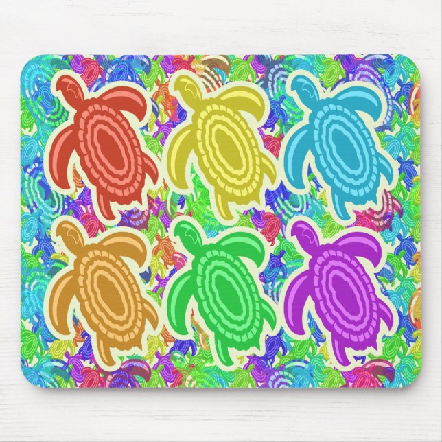 Rainbow Cutout Turtles Mousepad (Front)