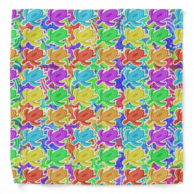 Rainbow Cutout Turtles Pattern Bandana (Front)