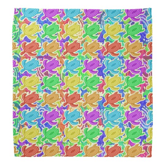 Rainbow Cutout Turtles Pattern Bandana