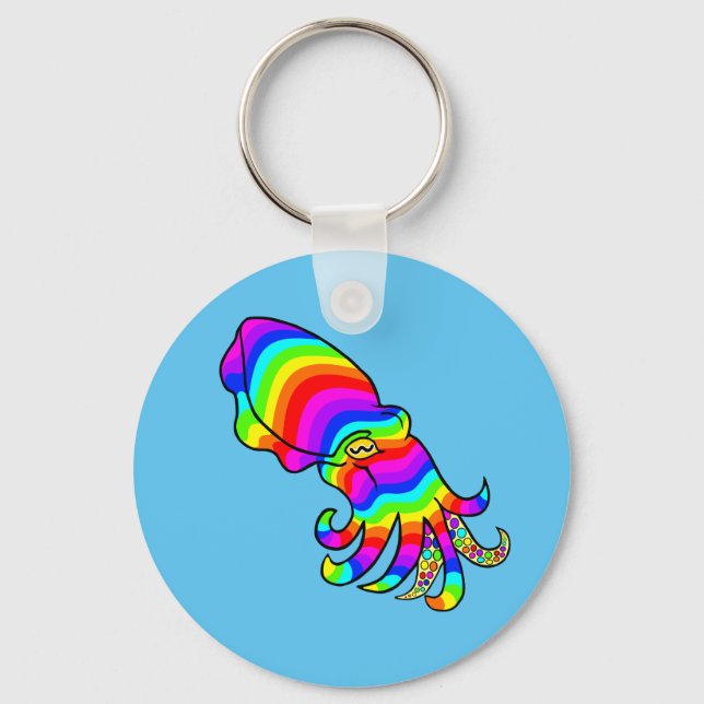 Rainbow Cuttlefish key ring (Front)