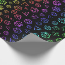 Rainbow D20 roleplaying game dice pattern Wrapping Paper