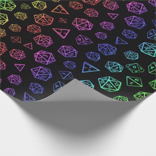 Rainbow D20 roleplaying game dice pattern Wrapping Paper