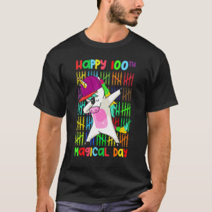 Rainbow Dabbing Unicorn 100 Days Happy 100th Magic T-Shirt