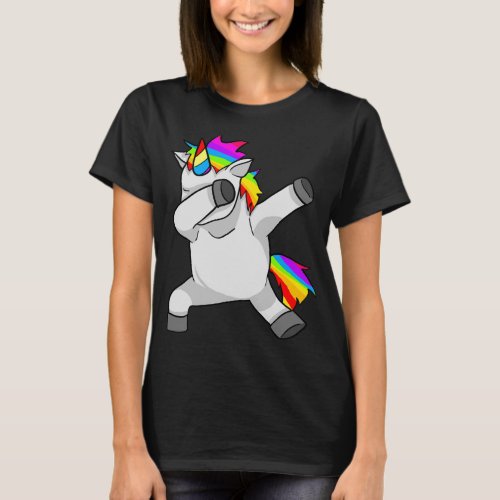 Rainbow Dabbing Unicorn T_Shirt
