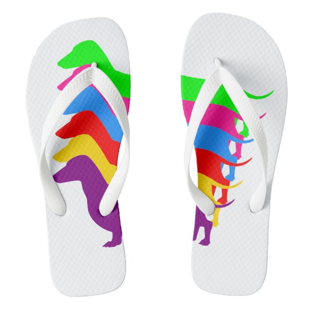 Rainbow Dachshund Flip Flops (Footbed)