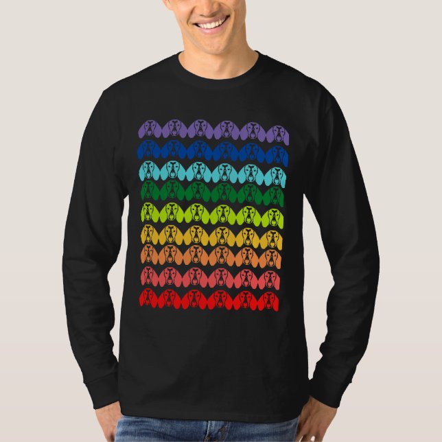 Rainbow Dachshund Pattern T-Shirt (Front)