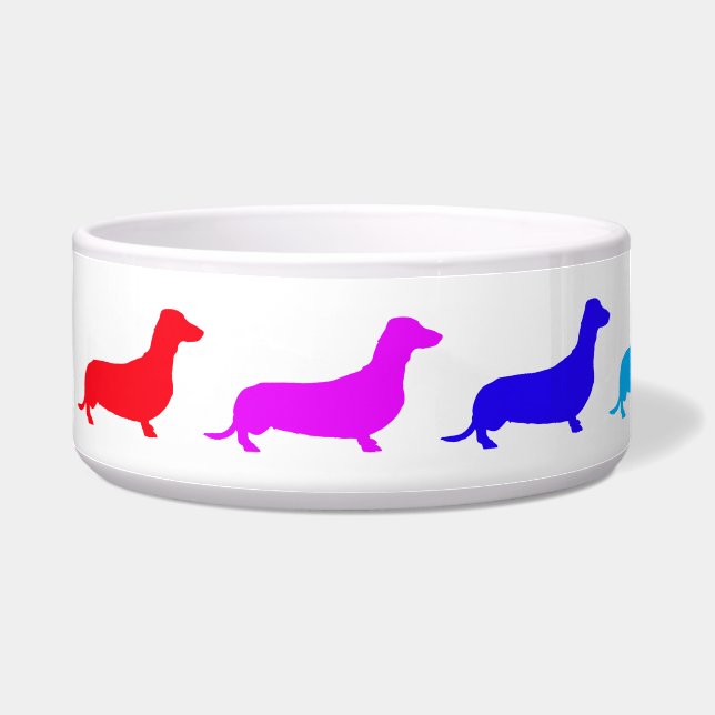 Rainbow Dachshund Pet Bowl (Left)