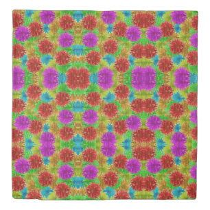 Rainbow Dahlia Flower Explosion Duvet Cover