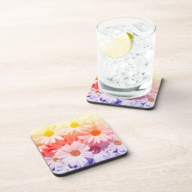 Rainbow Daisies Beverage Coaster (Right Side)