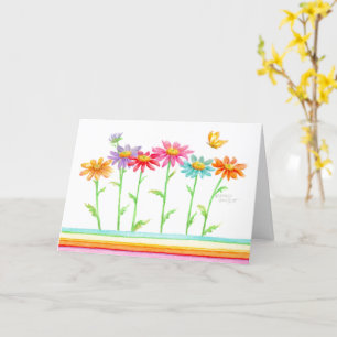 Rainbow Daisies Blank Note Card Greeting Card