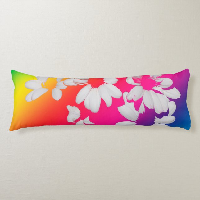 Rainbow daisies body pillow (Front)