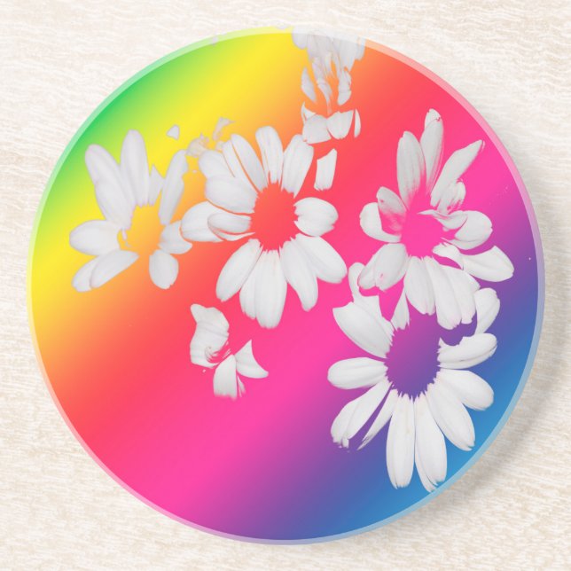Rainbow daisies coaster (Front)