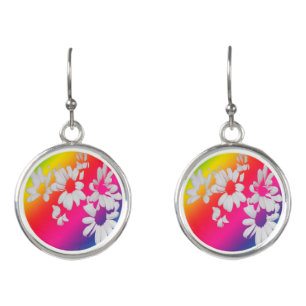 Rainbow daisies earrings